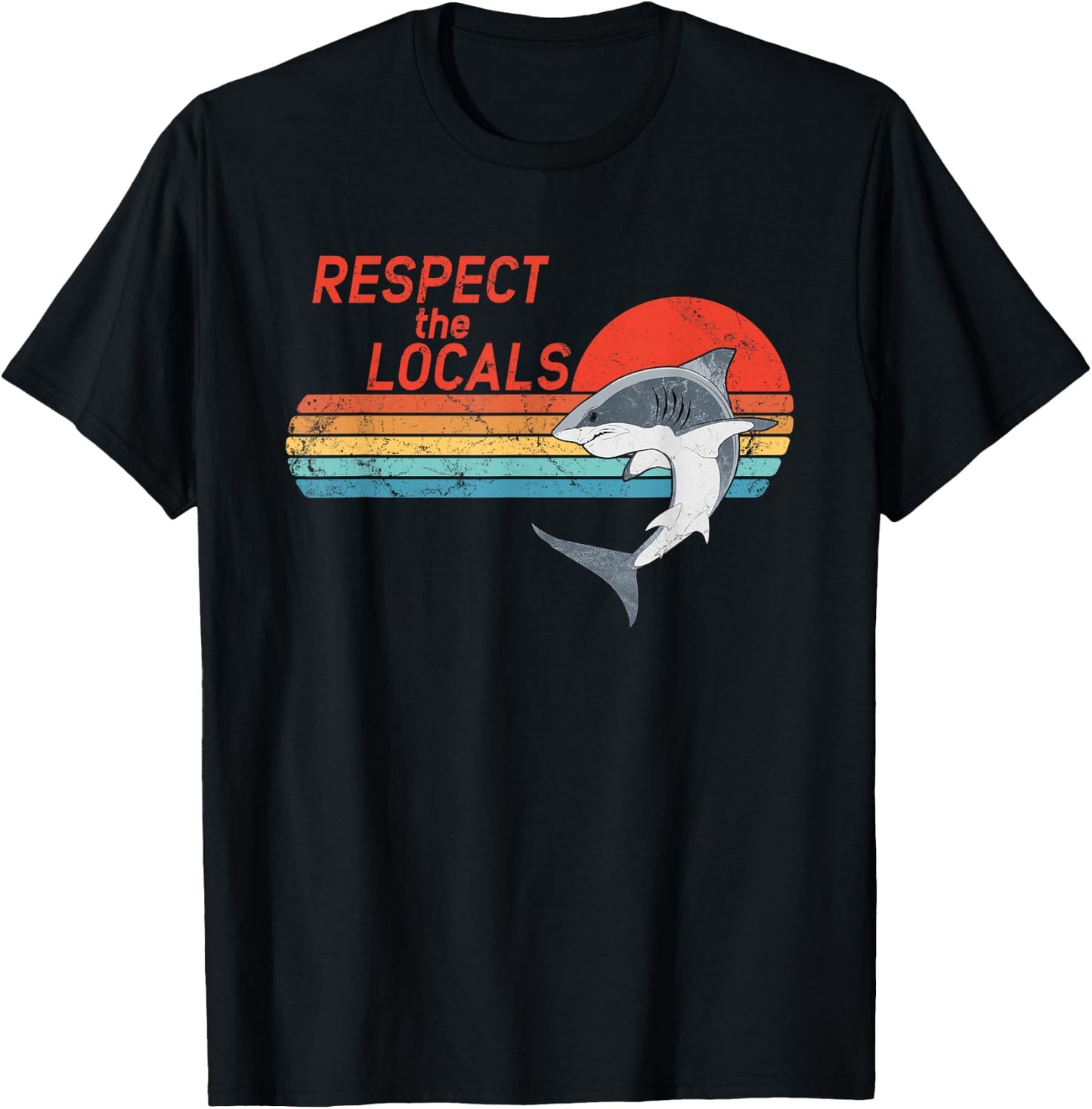 Respect the Locals White Shark T-Shirt - T-Shirt | Black