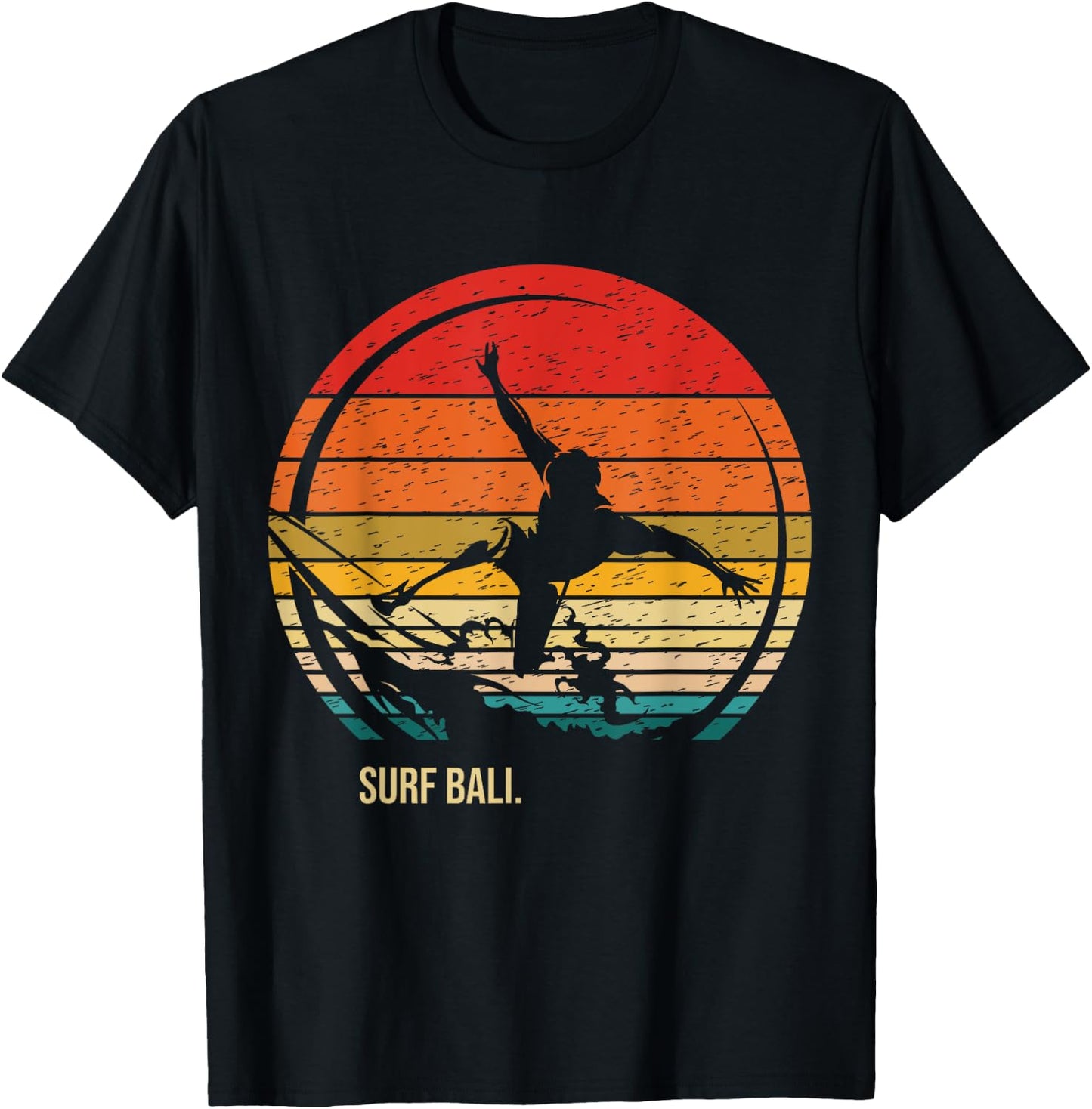 Vintage Surf Bali Retro Surfer Surfing T-Shirt - T-Shirt | Black