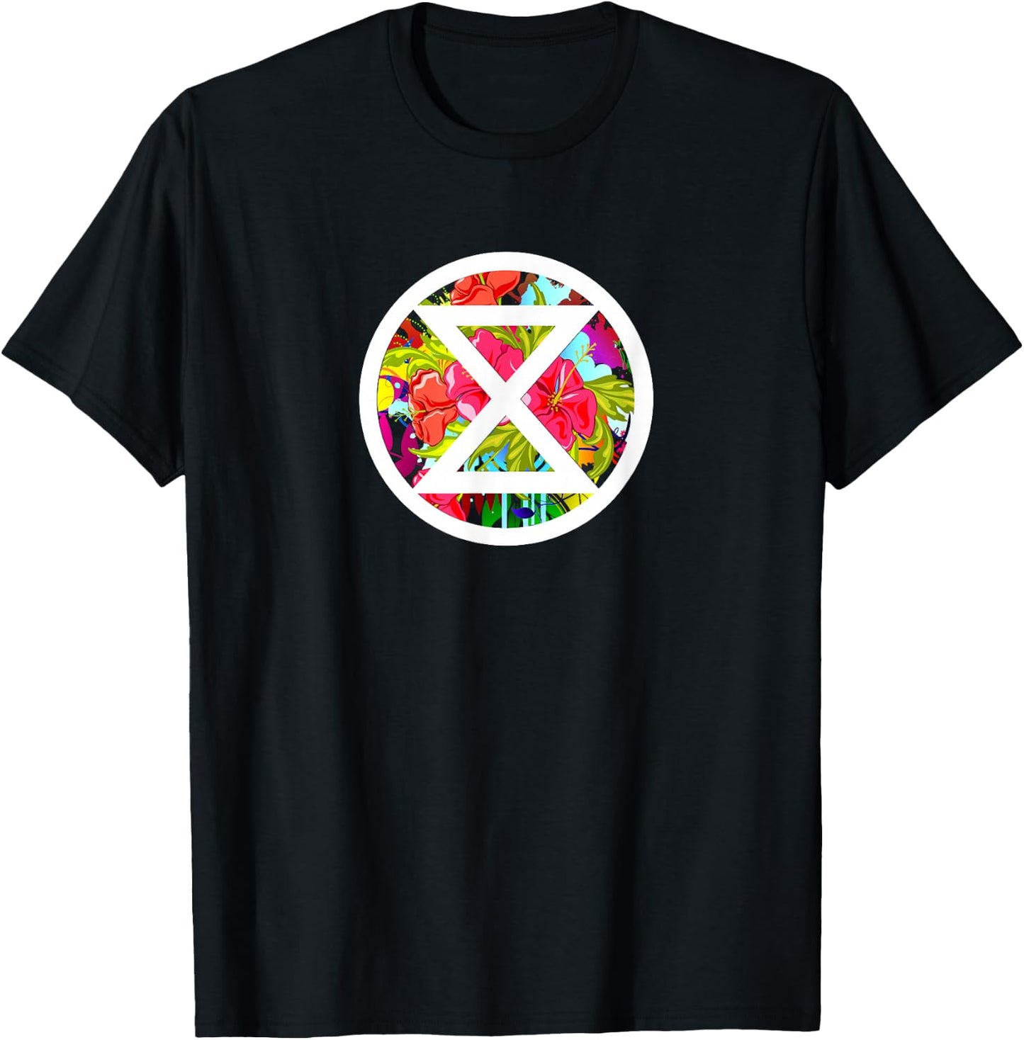 Extinction Rebellion Climate Change Flower Peace T-Shirt - T-Shirt | Black