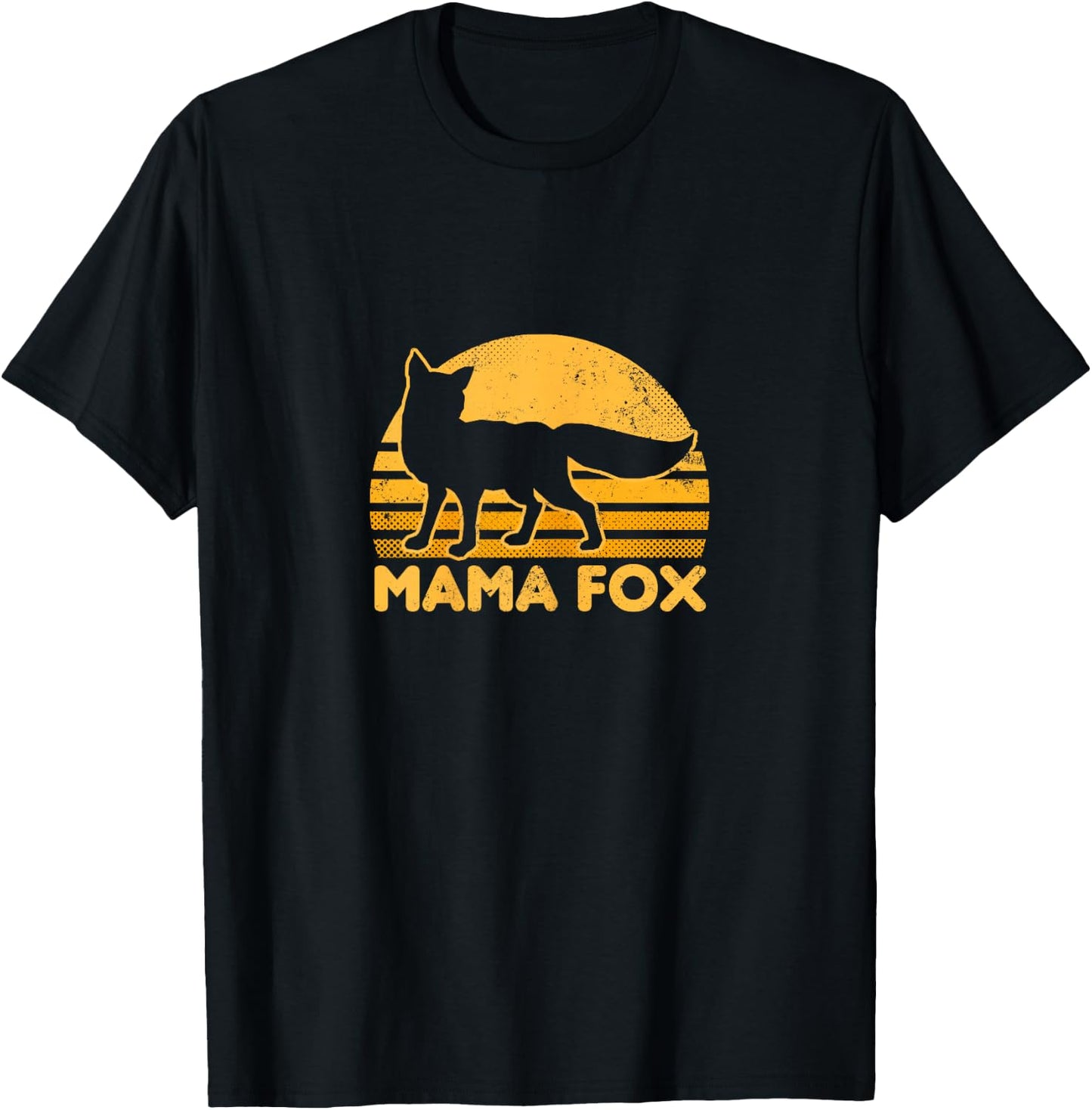 Fox Mama Shirt | Vintage Retro Sunset Gift T-Shirt - T-Shirt | Black