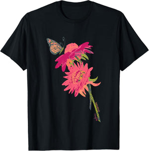 Kids Cute Flowers Butterfly Girls Gifts Toddler Short Sleeve T-Shirt - T-Shirt | Black