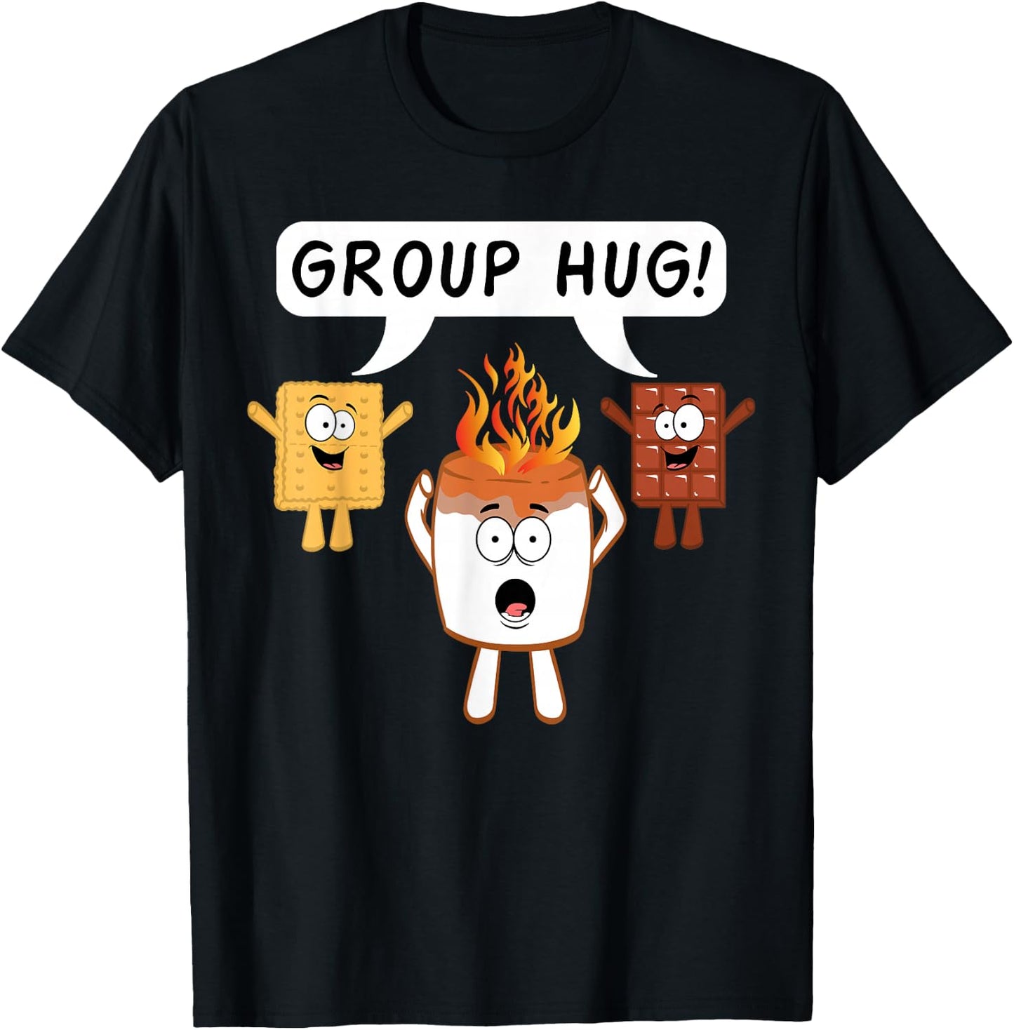 Group Hug S'mores Camping Bonefire Chocolate Marshmallow T-Shirt - T-Shirt | Black