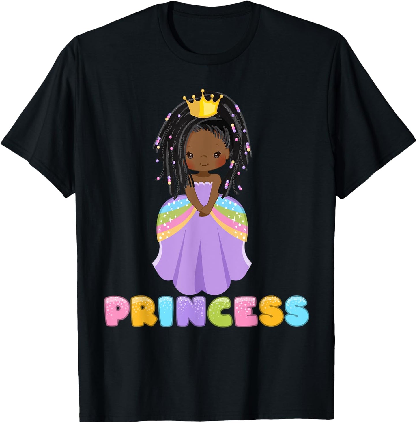 African American Girl Princess Black Cute Princess Toddler T-Shirt - T-Shirt | Black