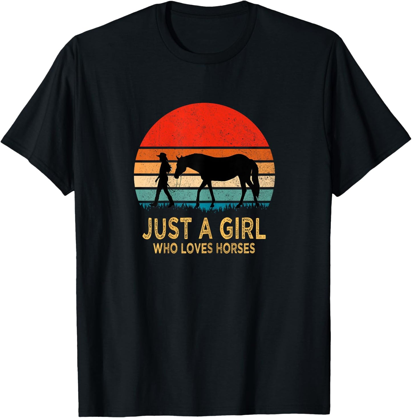 Just a Girl Who Loves Horses Gift T-Shirt - T-Shirt | Black