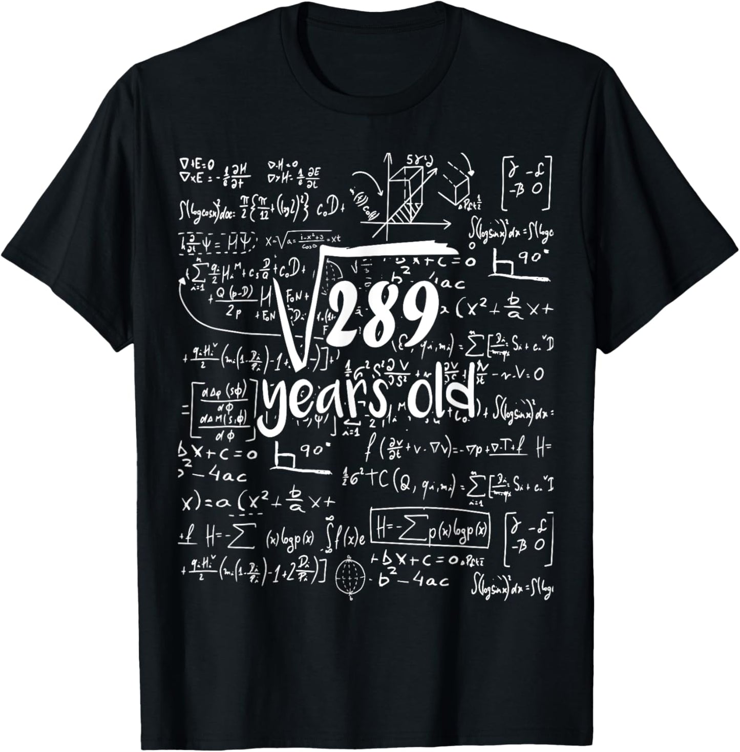 Square Root Of 289 - 17th Birthday 17 Years Old Math Bday T-Shirt - T-Shirt | Black