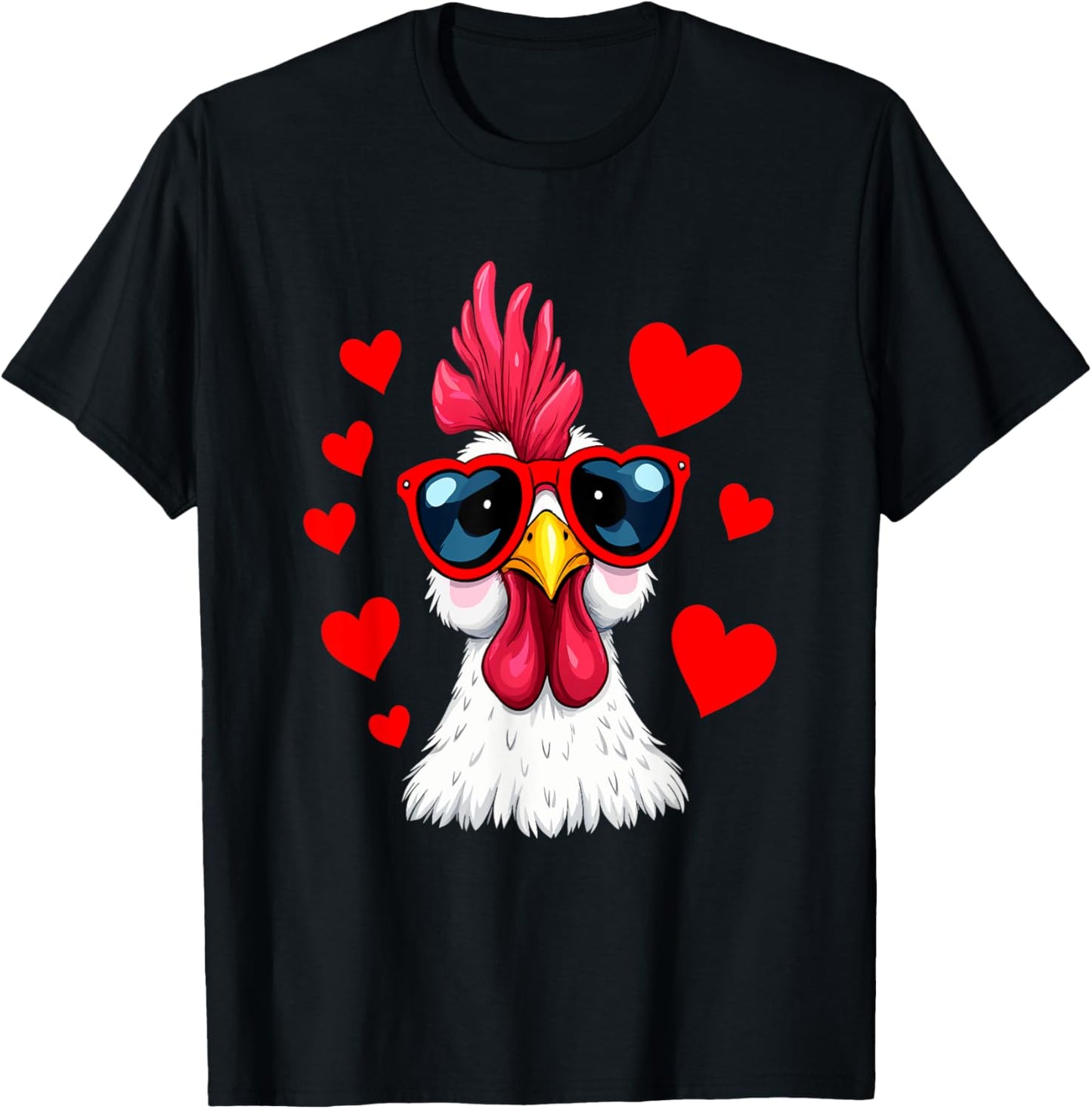 Funny Chicken Valentines Day Heart Chicken Couple T-Shirt - T-Shirt | Black