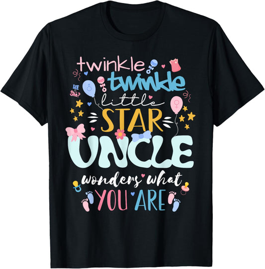 Twinkle Twinkle Little Star Gender Reveal For Uncles T-Shirt - T-Shirt | Black