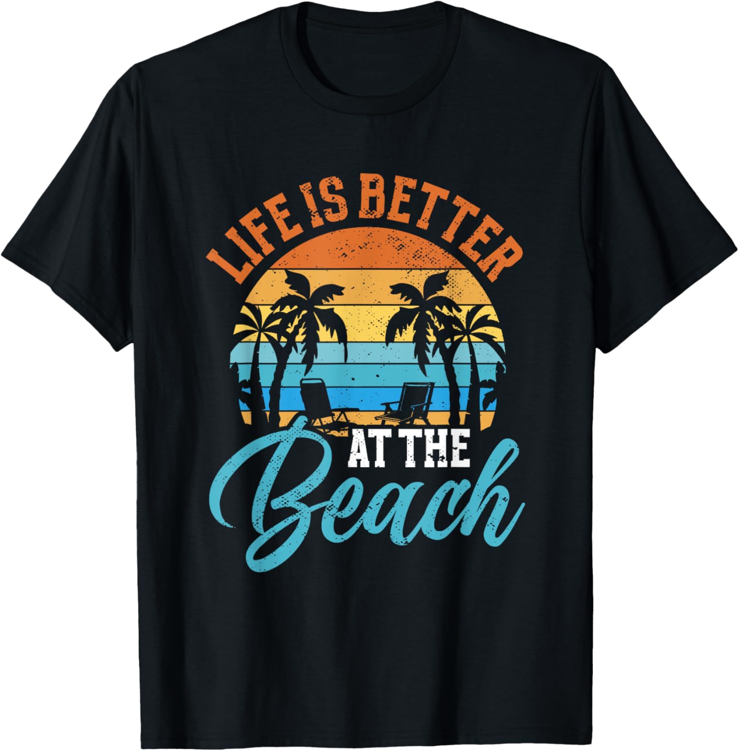 Retro Summer Vacation Life Is Better At The Beach Funny T-Shirt - T-Shirt | Black