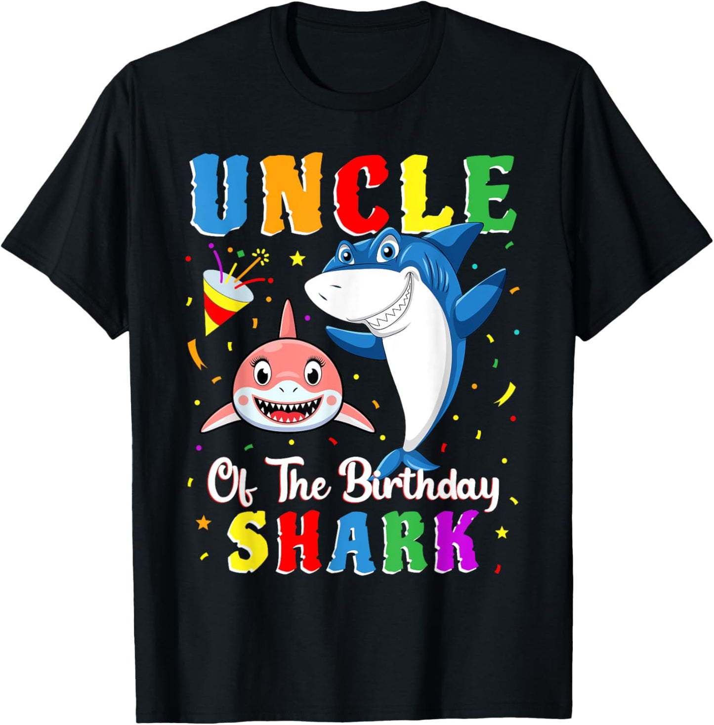 Uncle Of The Shark Birthday Family Matching Birthday Niece T-Shirt - T-Shirt | Black