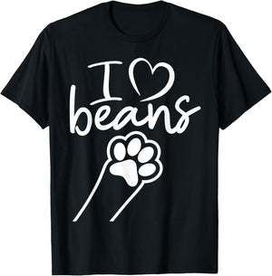 I love beans adorable cat dog paw cat lover cat toe beans T-Shirt - T-Shirt | Black