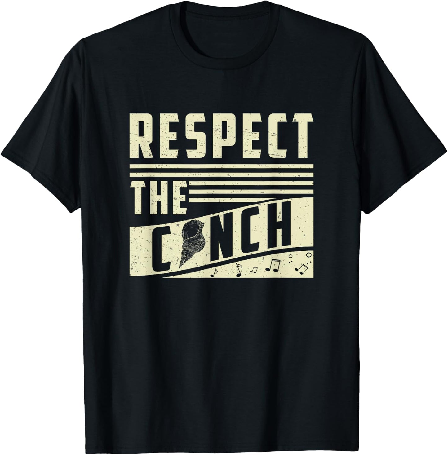 Respect The Conch Funny Conch Shell Music T-Shirt - T-Shirt | Black