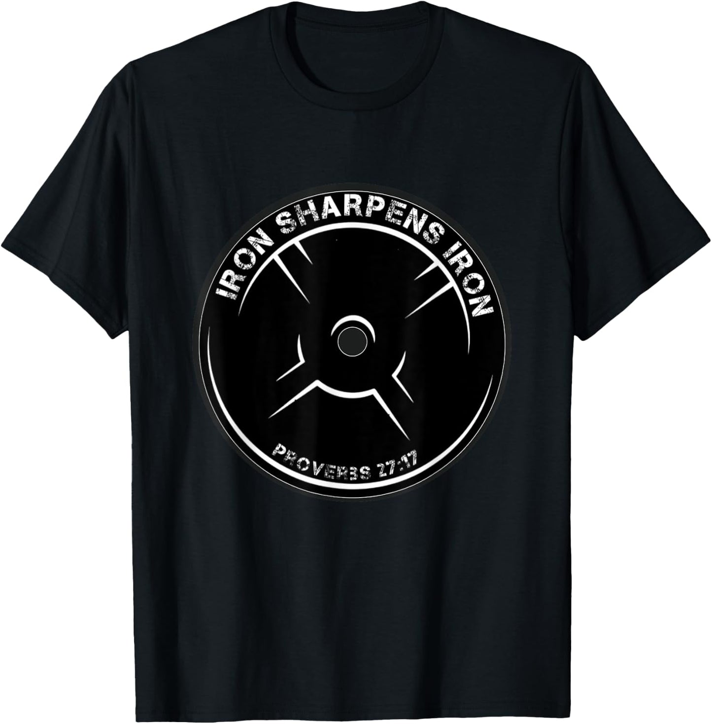 Iron Sharpens Iron Proverbs 27:17 Christian workout theme T-Shirt - T-Shirt | Black