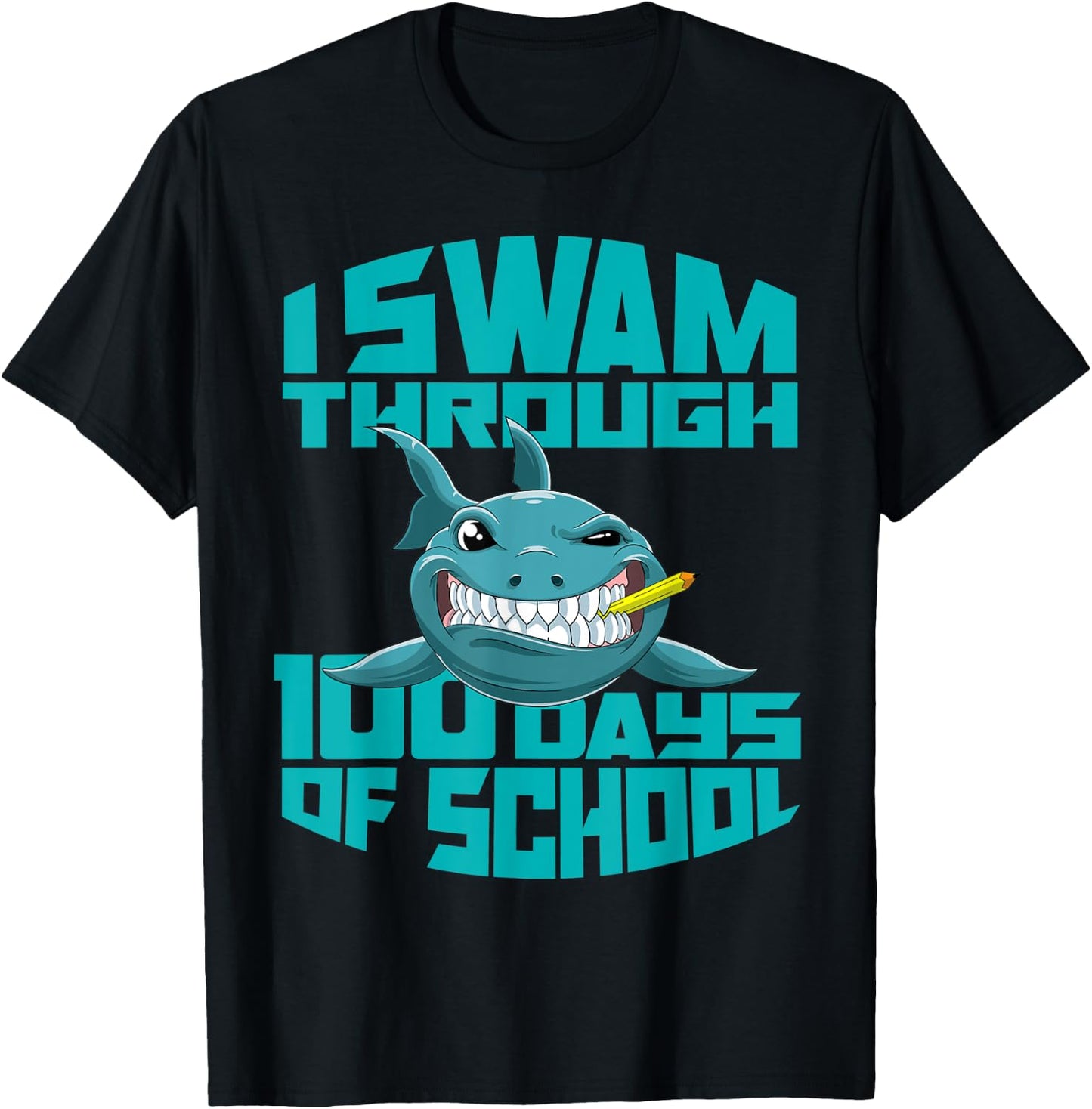 Cool Shark I Swam Through 100 Days of School Boys T-Shirt - T-Shirt | Black
