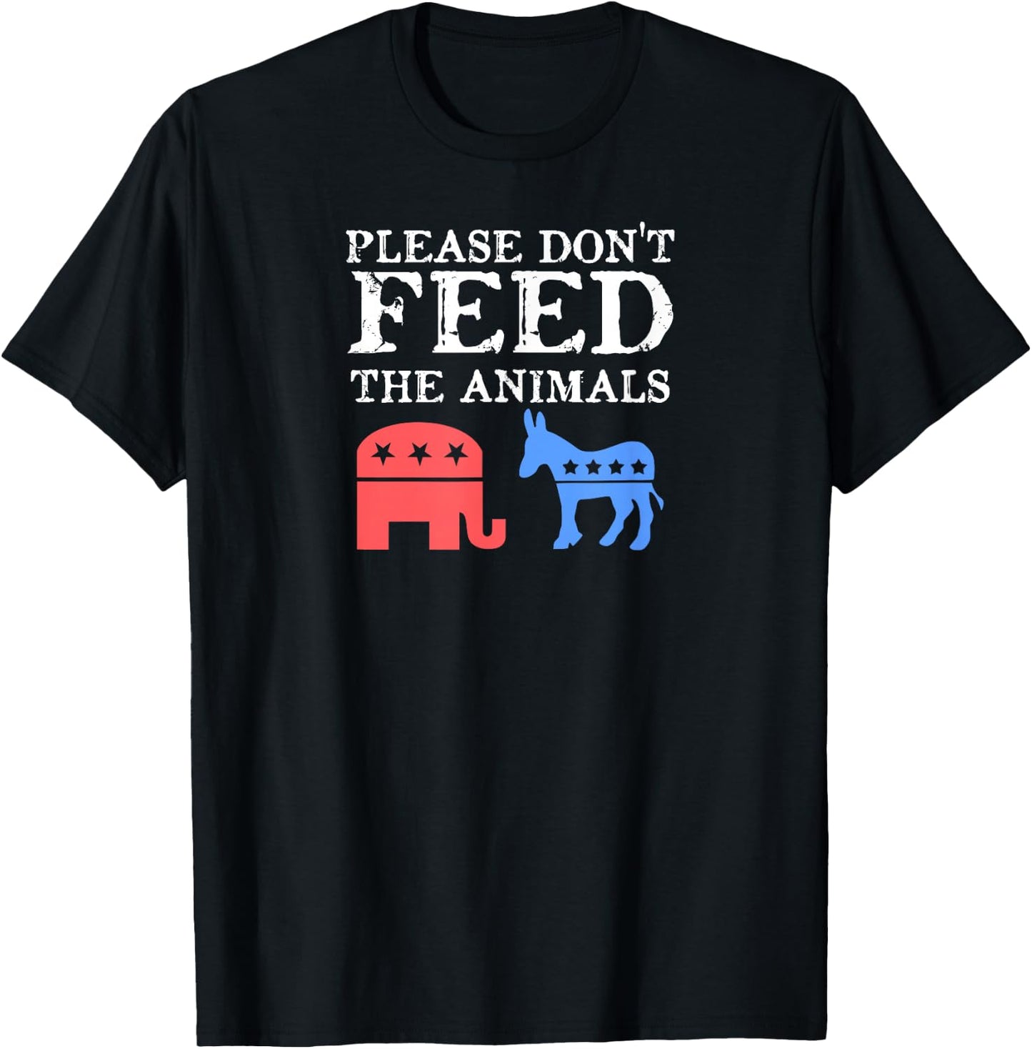 Vintage Distressed Please Don't Feed The Animals Libertarian T-Shirt - T-Shirt | Black