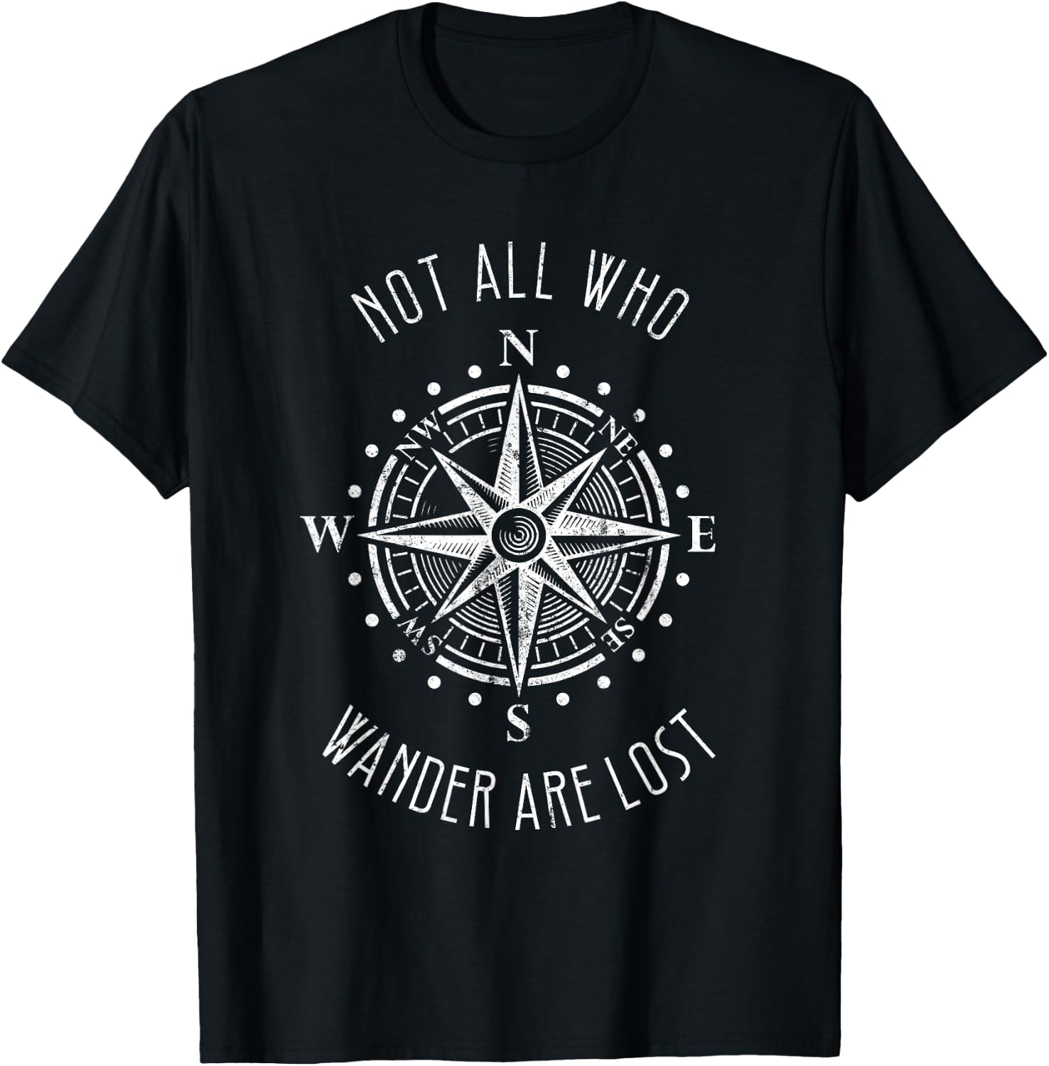 Not All Who Wander Are Lost Shirt Compass Travel Gypsy T-Shirt - T-Shirt | Black