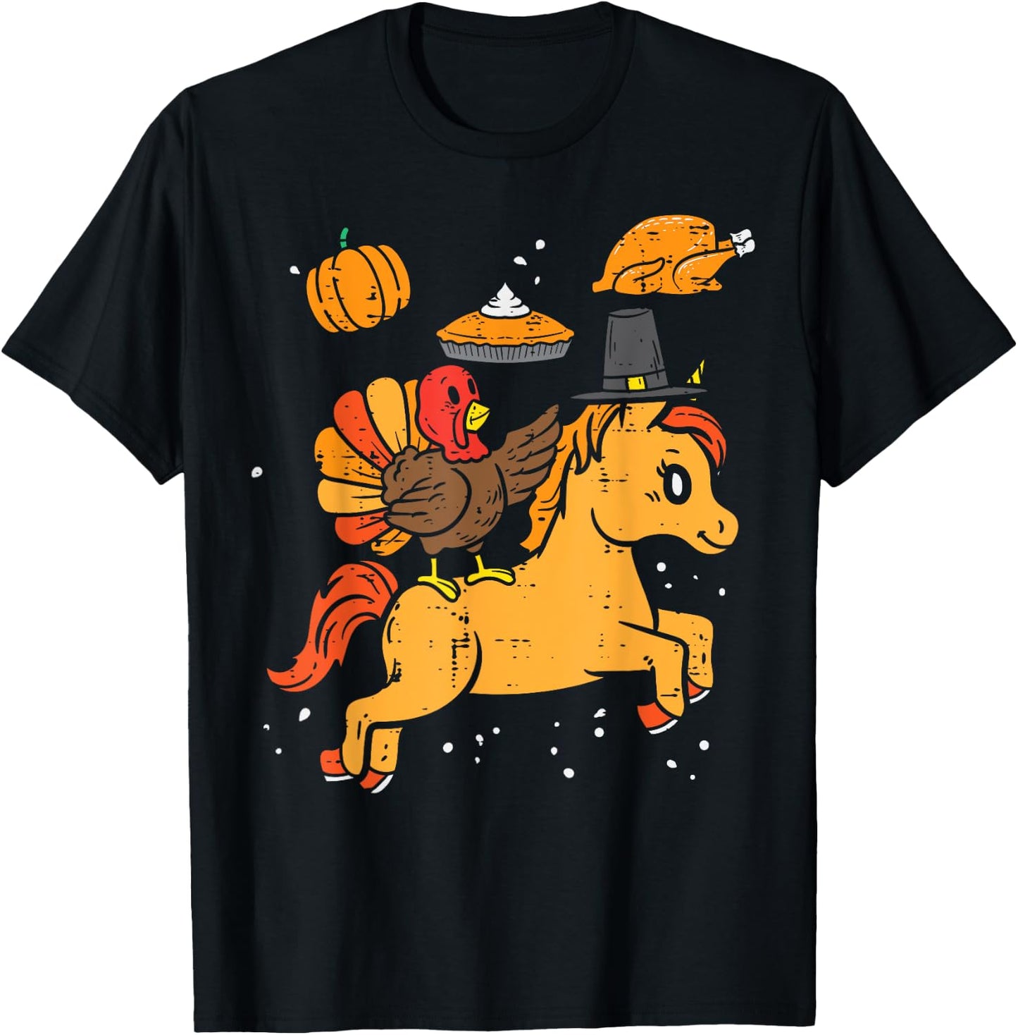 Turkey Ridin Unicorn Pumpkin Thanksgiving Toddler Girls Kids T-Shirt - T-Shirt | Black