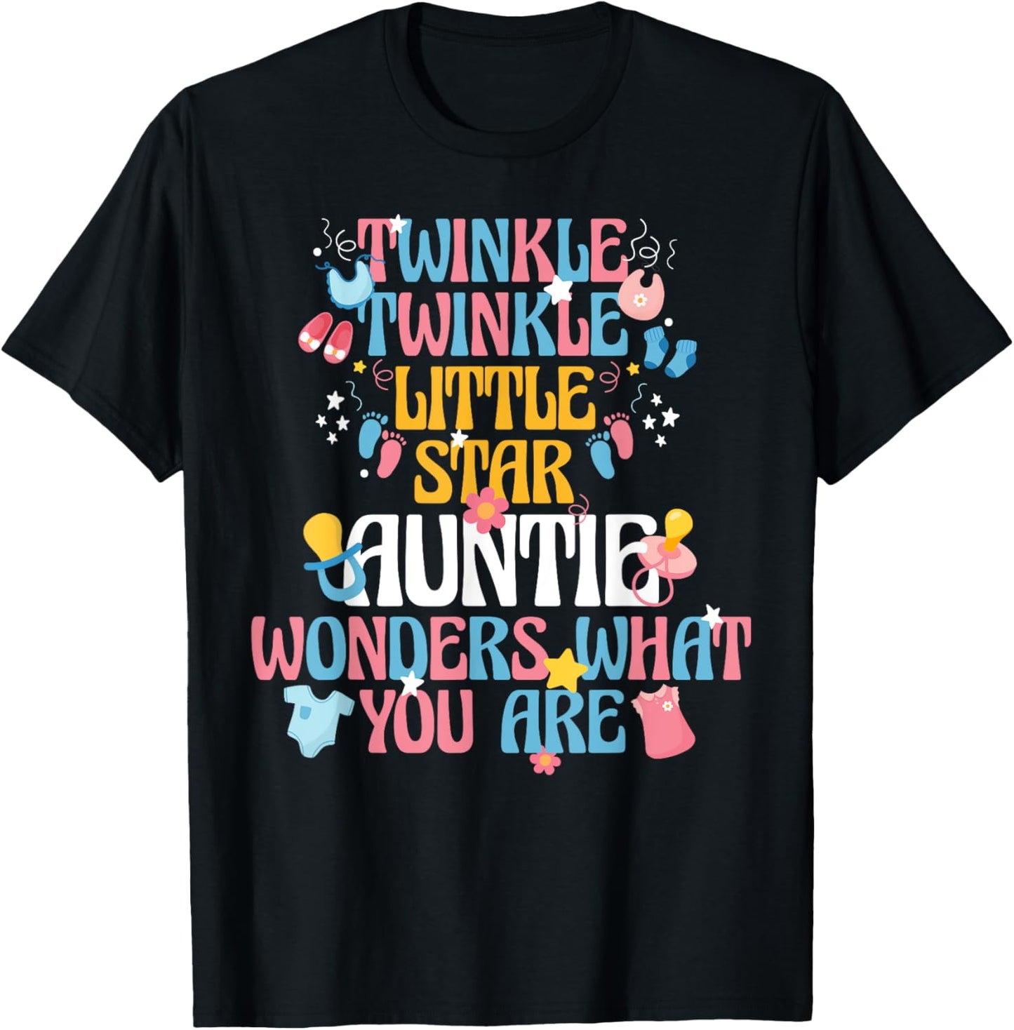 Twinkle Twinkle Little Star Gender Reveal For Aunties T-Shirt - T-Shirt | Black