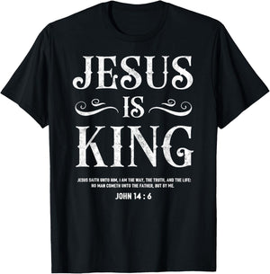 John 14:6 Jesus is a King Christian Bible Lover T-Shirt - T-Shirt | Black