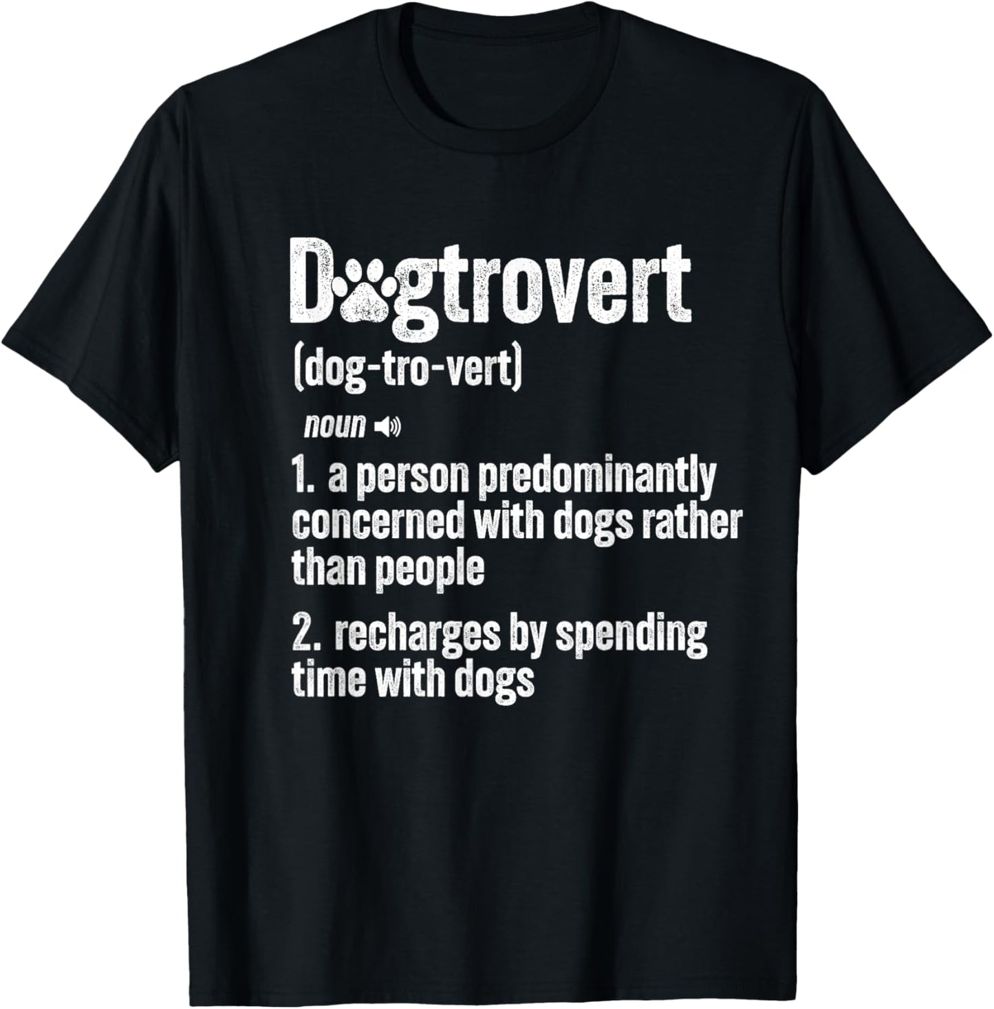 Retro Dogtrovert Dog Paw Funny For Dog Owners And Dog Lover Women Kids T-Shirt - T-Shirt | Black