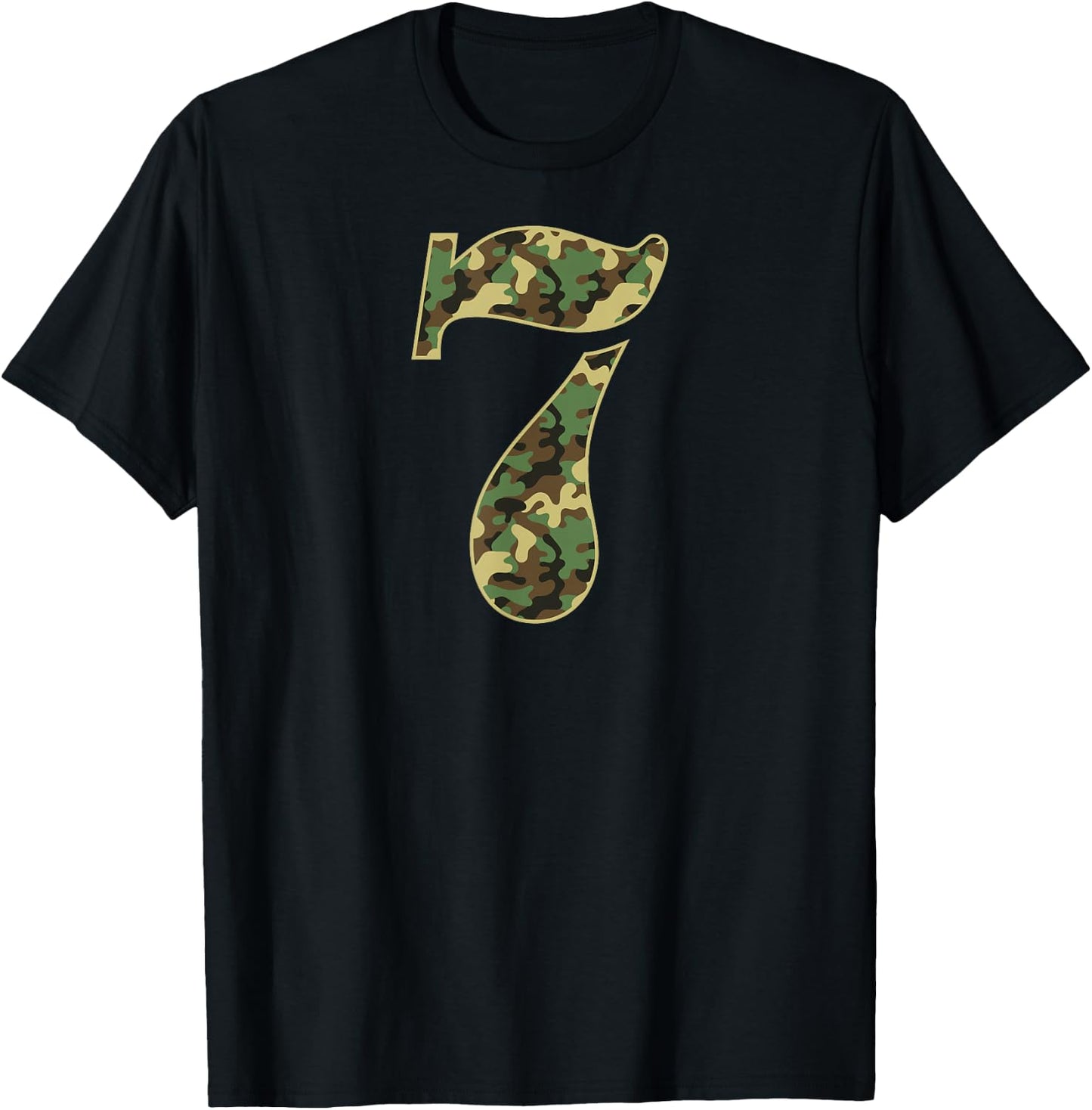 7th Birthday Soldier 7 Year Old Military Themed Camo T-Shirt - T-Shirt | Black
