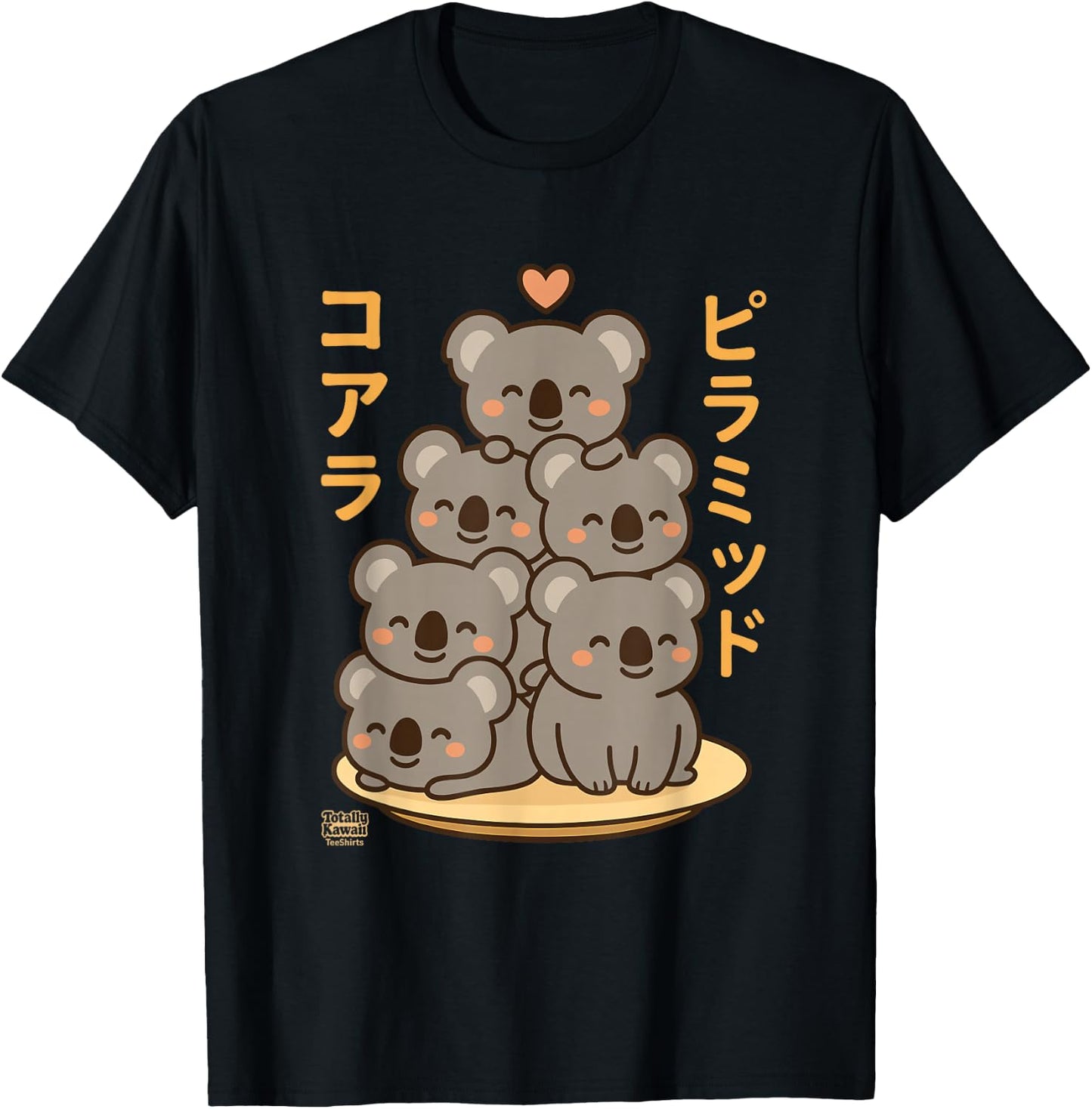 Kawaii Koala Pyramid Anime Japanese Letters Cute T-Shirt - T-Shirt | Black