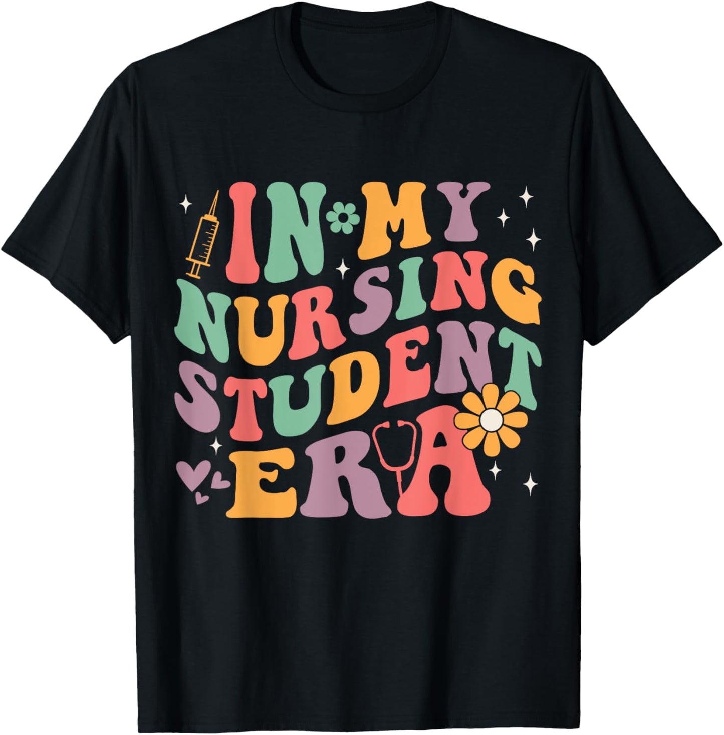 In My Nursing Student Era Groovy Nursing School Future Nurse T-Shirt - T-Shirt | Black