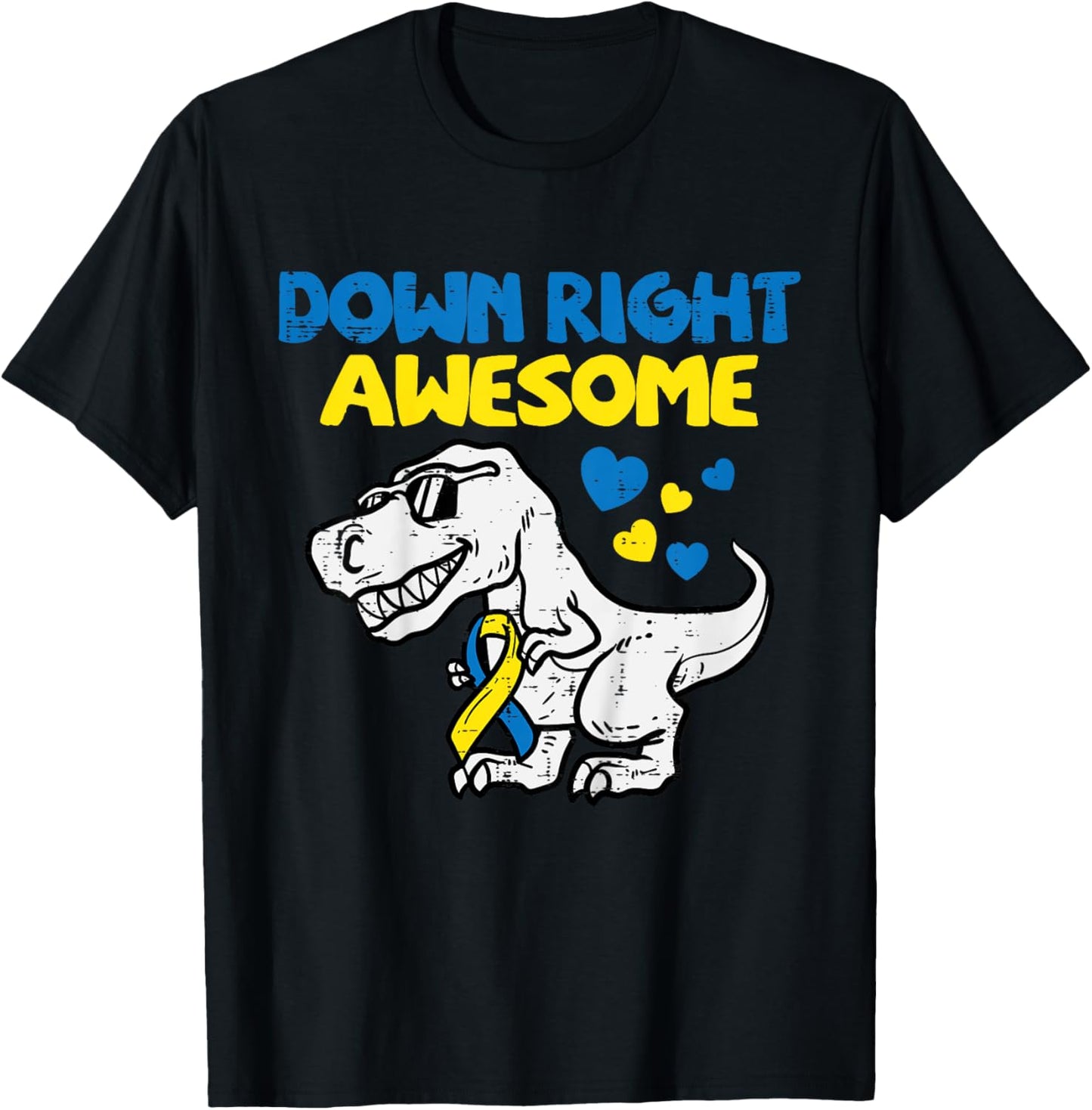 Kids Down Right Awesome Dino Down Syndrome Awareness Boys Kids T-Shirt - T-Shirt | Black