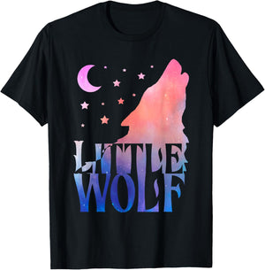 Little Wolf Gift Matching Family Tribe Wolves Moon T-Shirt - T-Shirt | Black