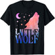 Little Wolf Gift Matching Family Tribe Wolves Moon T-Shirt - T-Shirt | Black