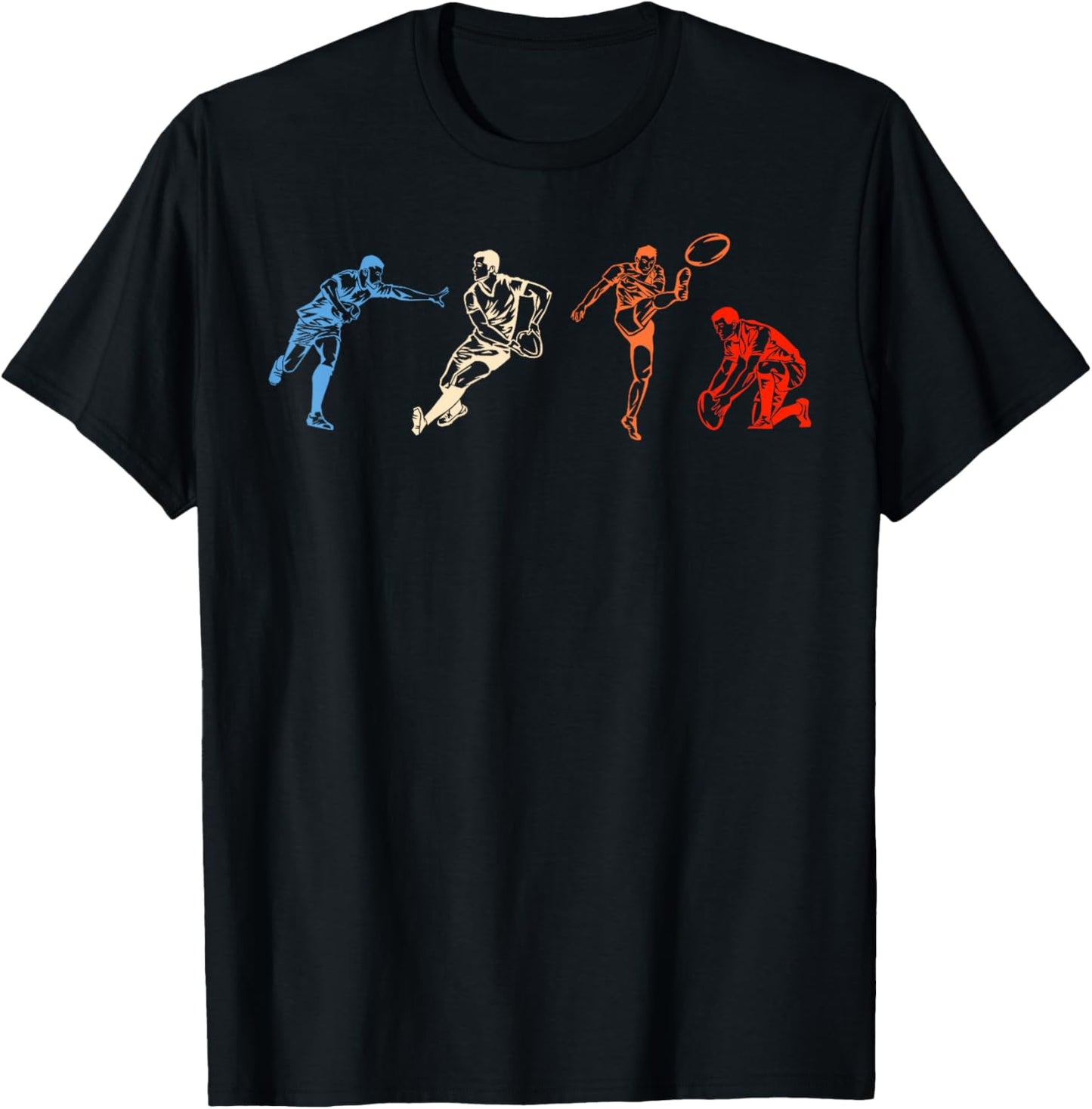 Rugby Football Player Retro Vintage Sport Athlete League T-Shirt - T-Shirt | Black