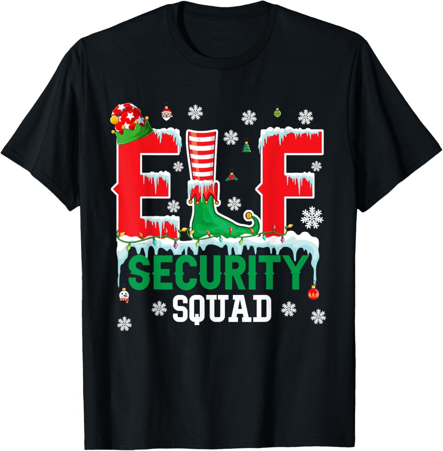 Elf Security Squad Christmas Elf Matching Family Lover T-Shirt - T-Shirt | Black