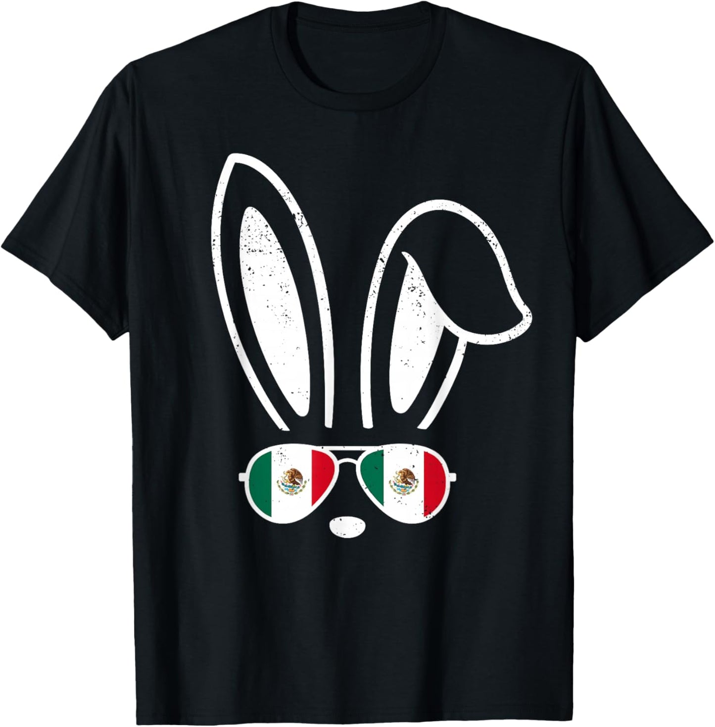 Bunny Ears Sunglasses Funny Easter Mexico Flag Mexican T-Shirt - T-Shirt | Black