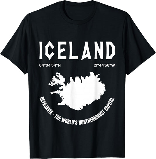 Iceland Map Gift Reykjavík Iceland Lover Icelandic Vacation T-Shirt - T-Shirt | Black