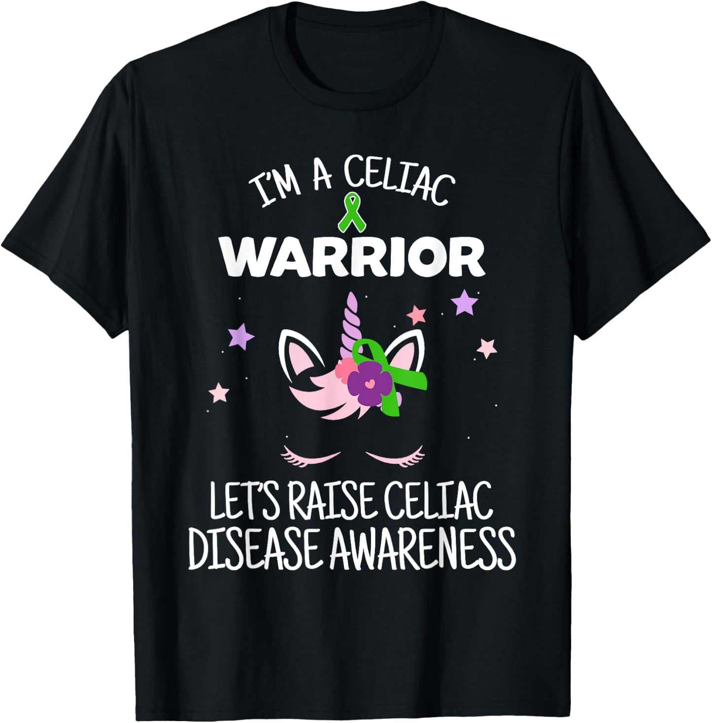 Unicorn Celiac Warrior, Celiac Disease Awareness T-Shirt - T-Shirt | Black