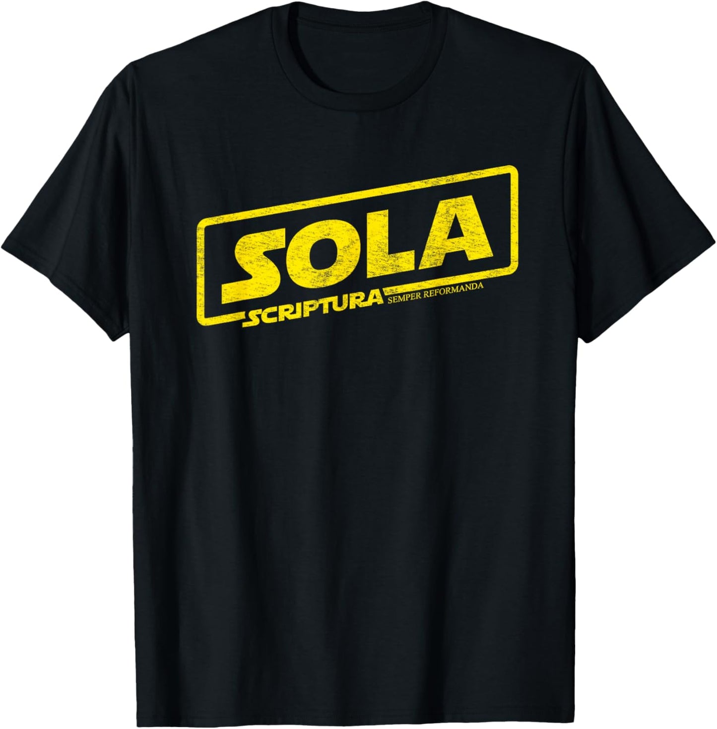 Reformation Sola Scriptura Theology Distressed Graphic T-Shirt - T-Shirt | Black
