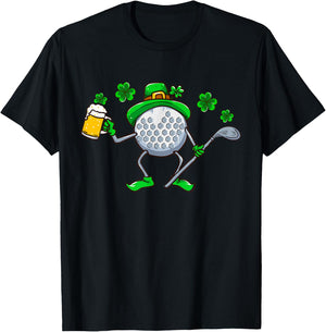 St Patricks Day Golf Golfing Irish Golfer Beer Humor Men Dad T-Shirt - T-Shirt | Black