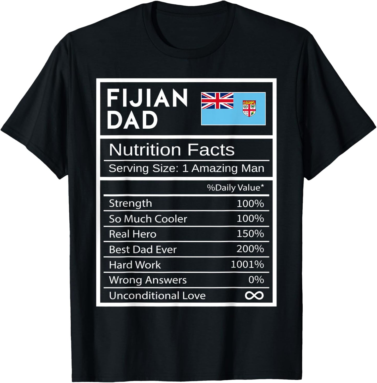 Fijian Dad Nutrition Facts National Pride Gift Dad T-Shirt - T-Shirt | Black