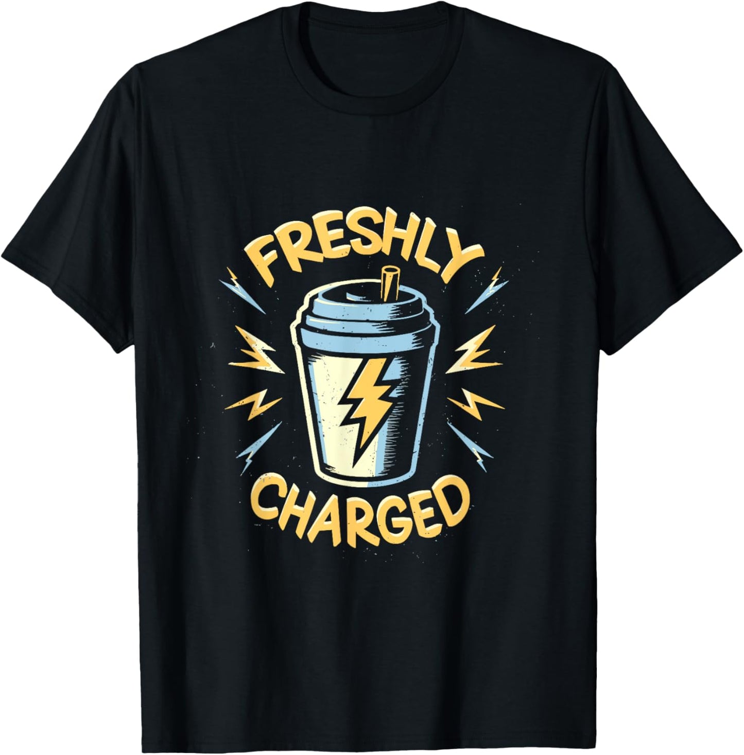 Freshly Charged awake coffee caffeine energised buzz T-Shirt - T-Shirt | Black