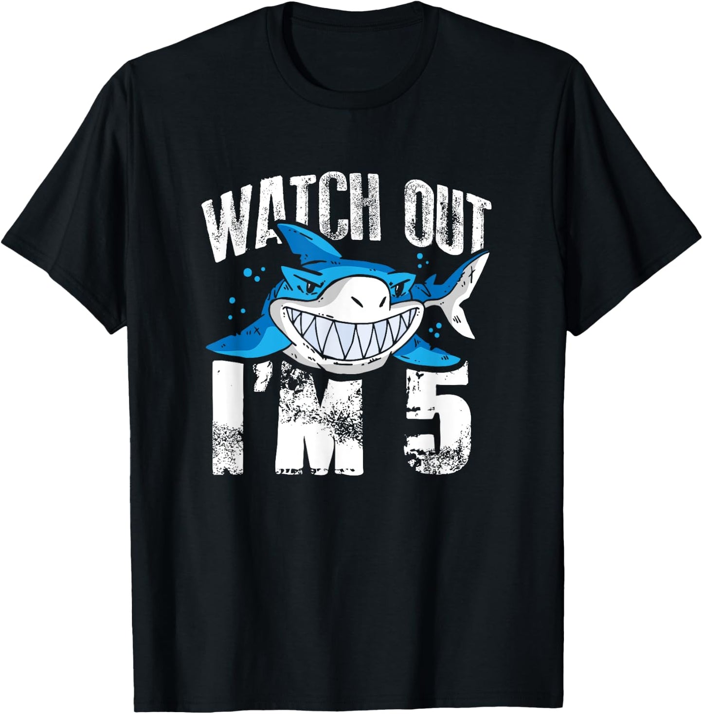 Watch Out I'm 5 Shark Sea Animal 5th Birthday Party Gift T-Shirt - T-Shirt | Black
