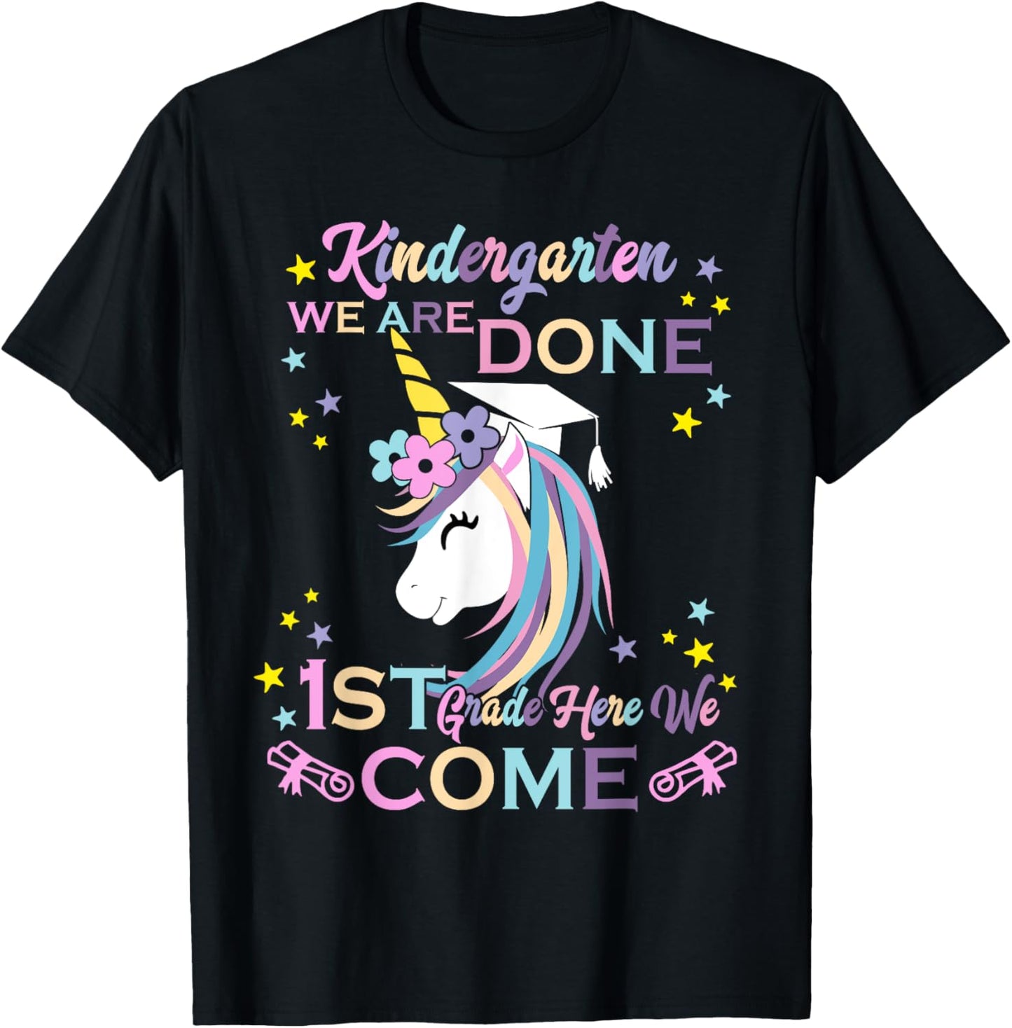 Kindergarten Graduation Magical Unicorn T-Shirt - T-Shirt | Black