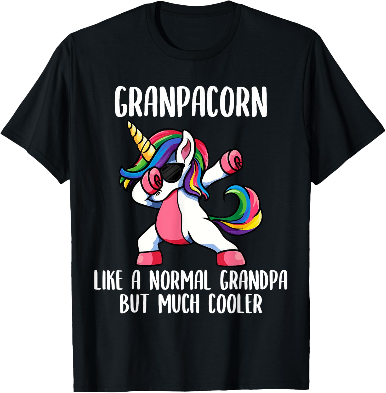 Unicorn Grandpa Girl Birthday Party Apparel GrandpaCorn Cute T-Shirt - T-Shirt | Black