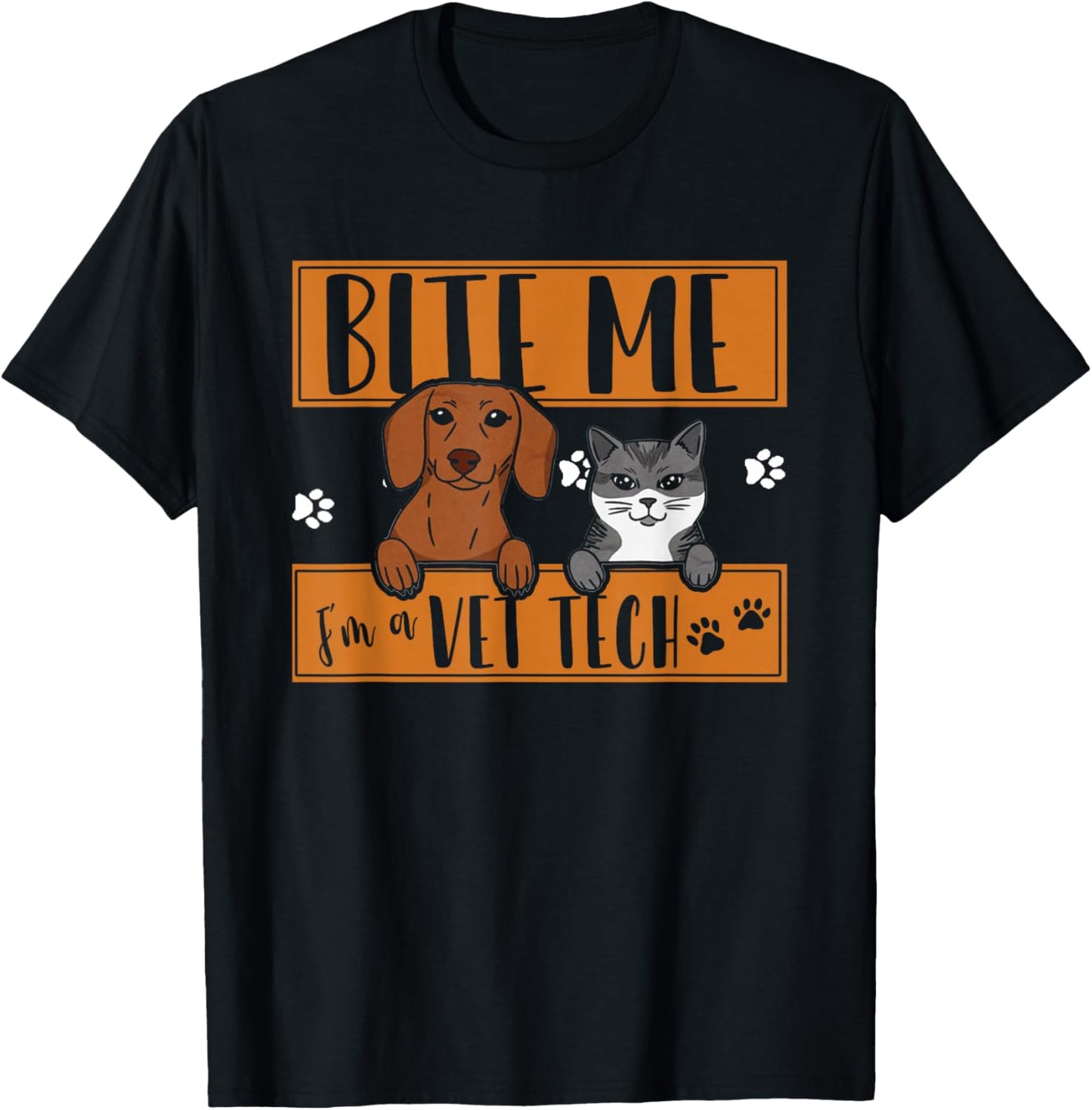 Funny Bite Me I'm Vet Tech | Veterinary | Veterinarian T-Shirt - T-Shirt | Black