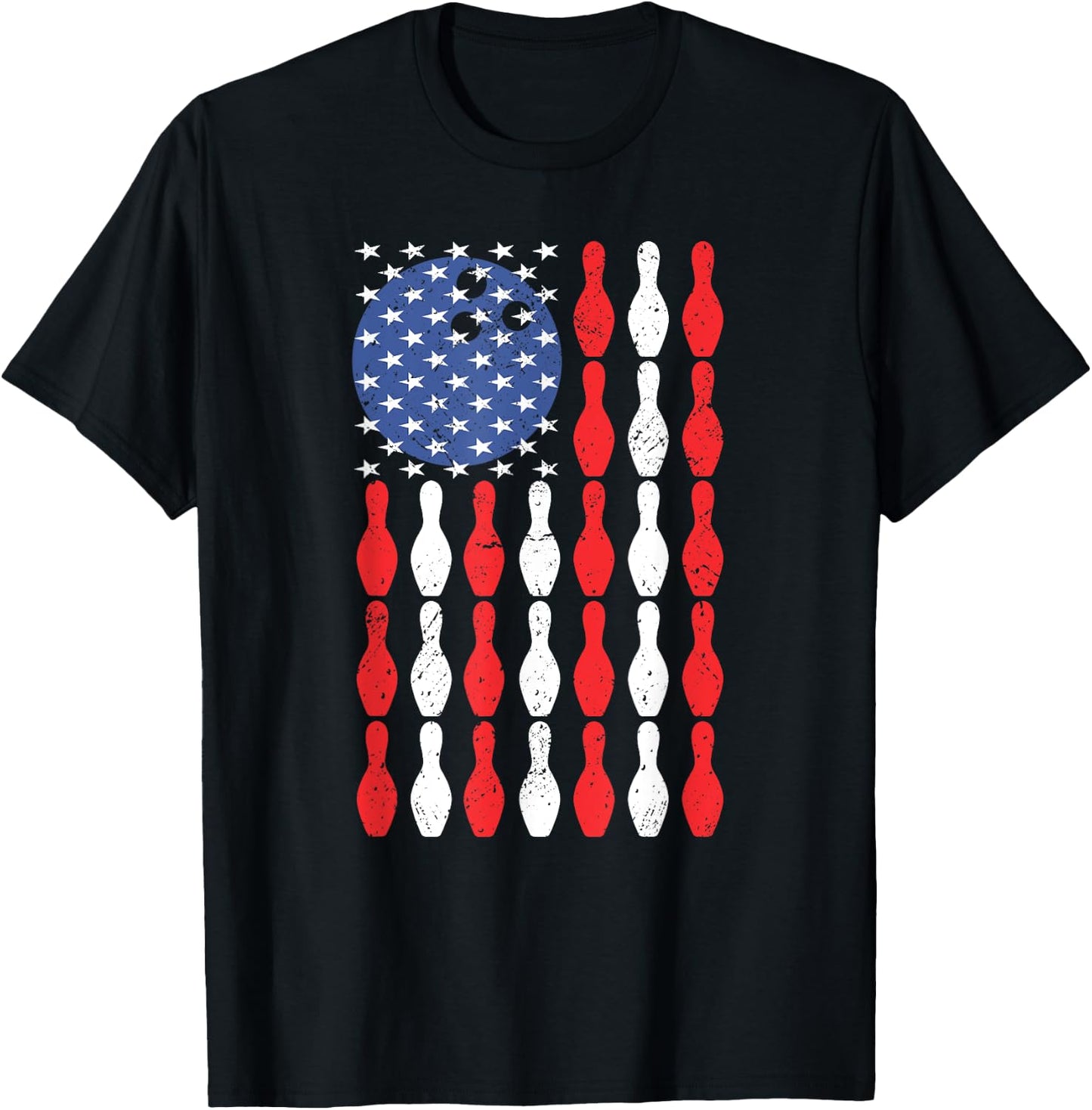 Patriotic USA Bowler Player Lover Team American Flag Bowling Kids Men T-Shirt - T-Shirt | Black