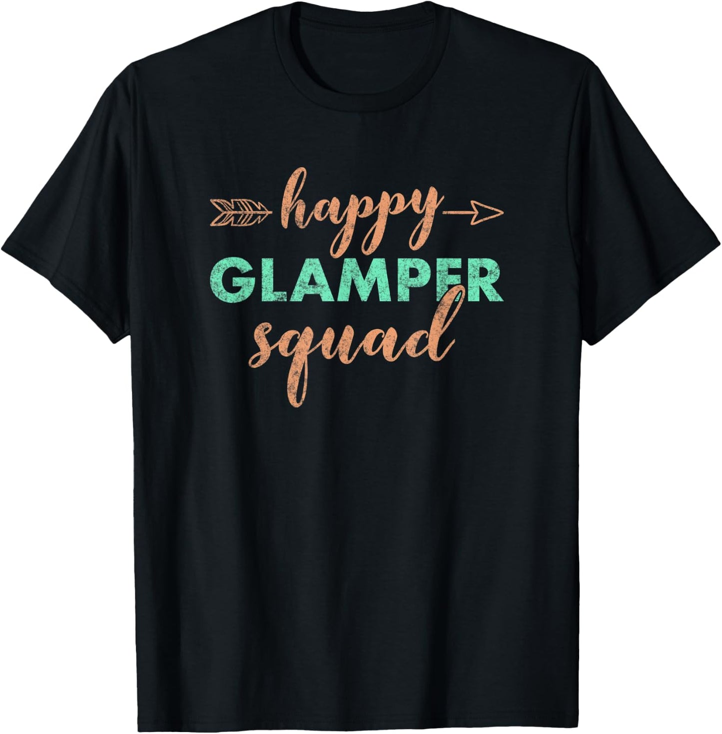 Retro Funny Glamping Squad Glamper Happy Camping Gift T-Shirt - T-Shirt | Black