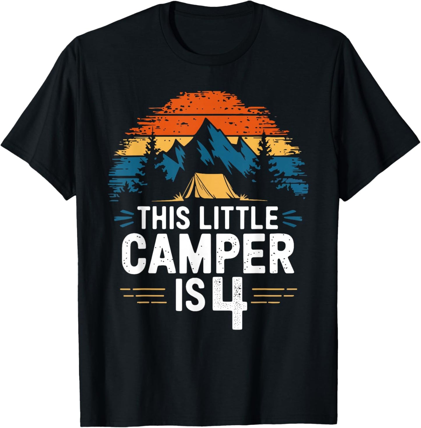 4th Birthday Camping Shirt for 4 Year Old Kids Camping Party T-Shirt - T-Shirt | Black
