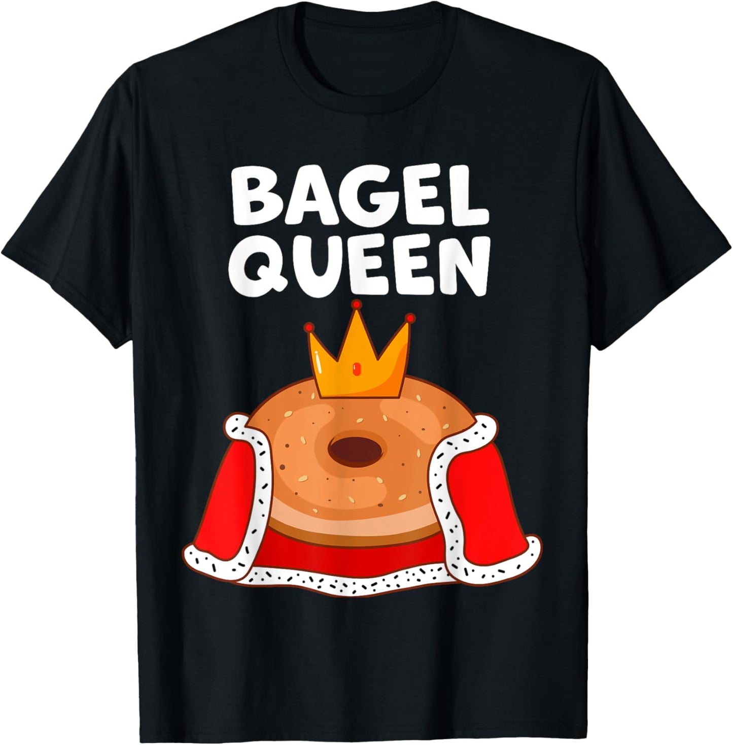 Bagel queen in cute funny cartoon for bagel lover matching T-Shirt - T-Shirt | Black
