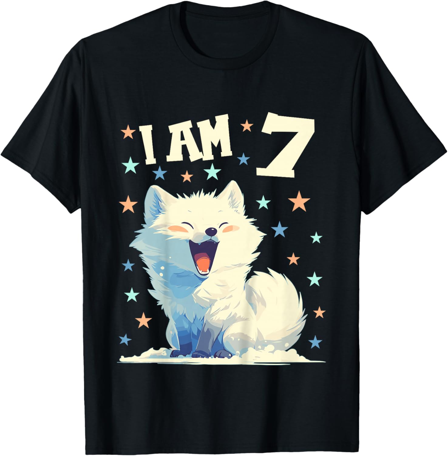 7 Years old 7 birthday Arctic Foxes Boy Girl Arctic Fox T-Shirt - T-Shirt | Black