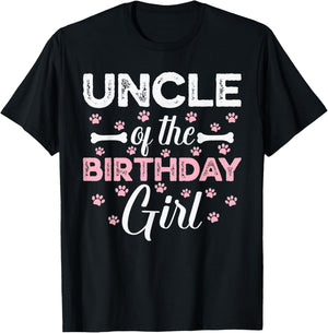 Uncle of the Birthday Girl Daughter Dog Paw Family Matching T-Shirt - T-Shirt | Black