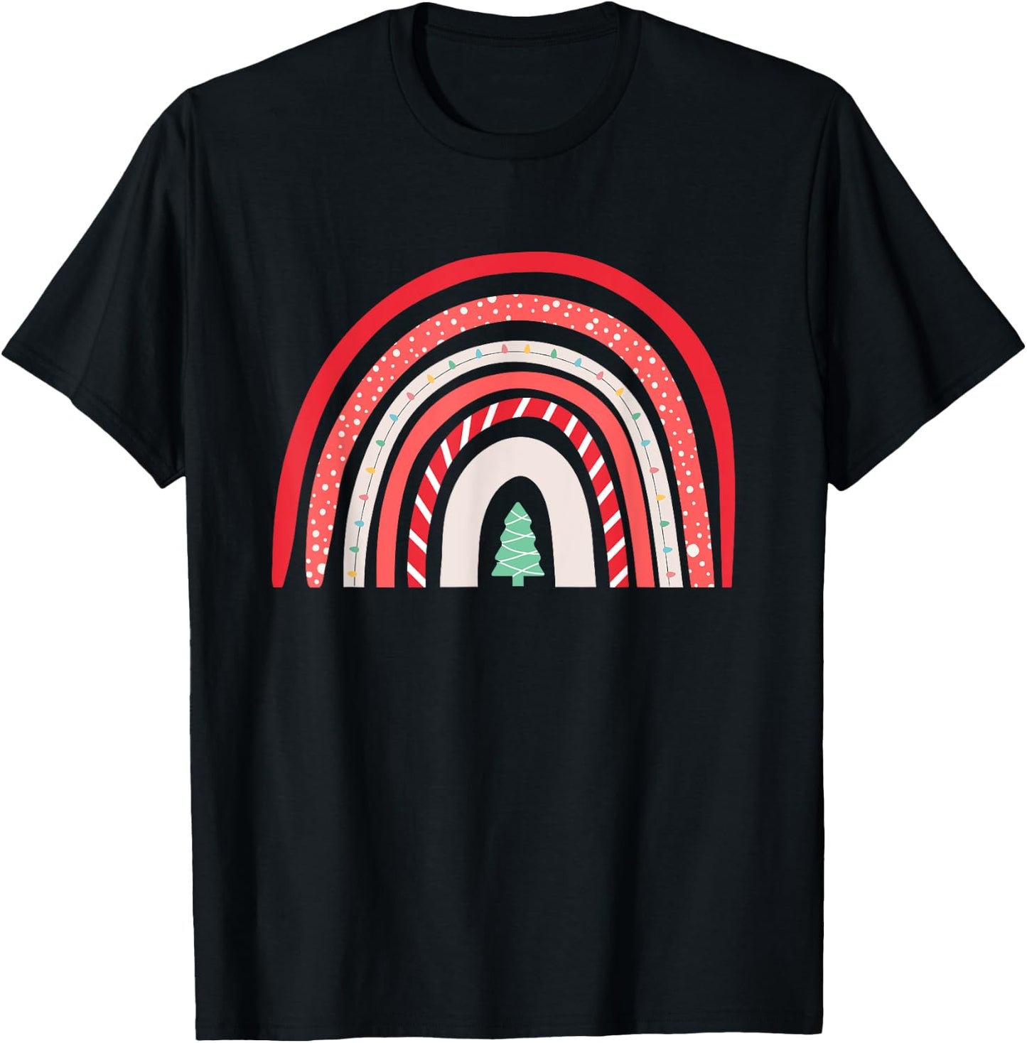 Boho Christmas Rainbow Holiday Gift Teacher Family Women Kids T-Shirt - T-Shirt | Black