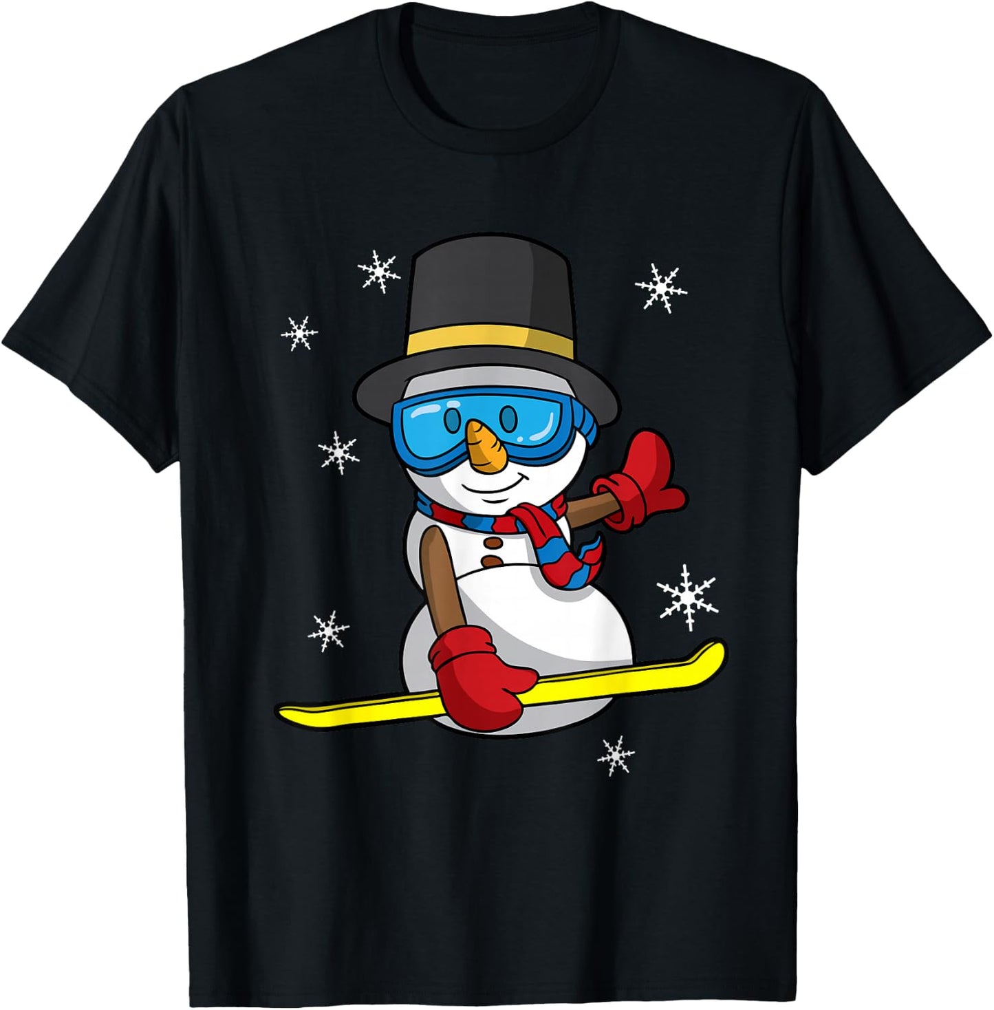 Christmas Snowboarding Snowman Snowboarder Snowboard T-Shirt - T-Shirt | Black